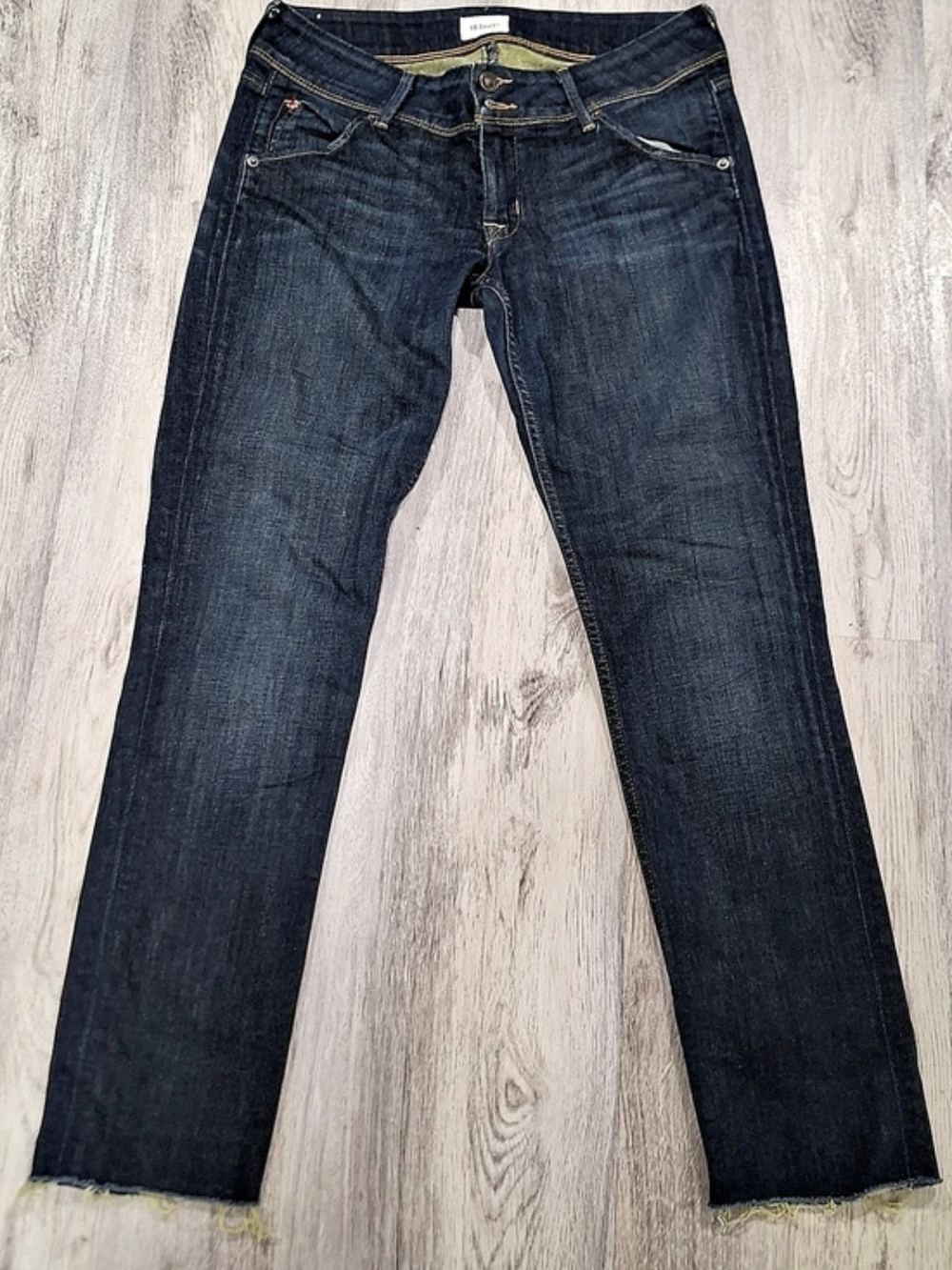 Hudson Collin Flap Skinny Jeans Women's 27 Dark Wash Low Rise Raw Hem Stretch